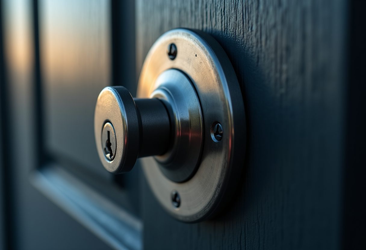 High-security steel deadbolt close-up — Denistone